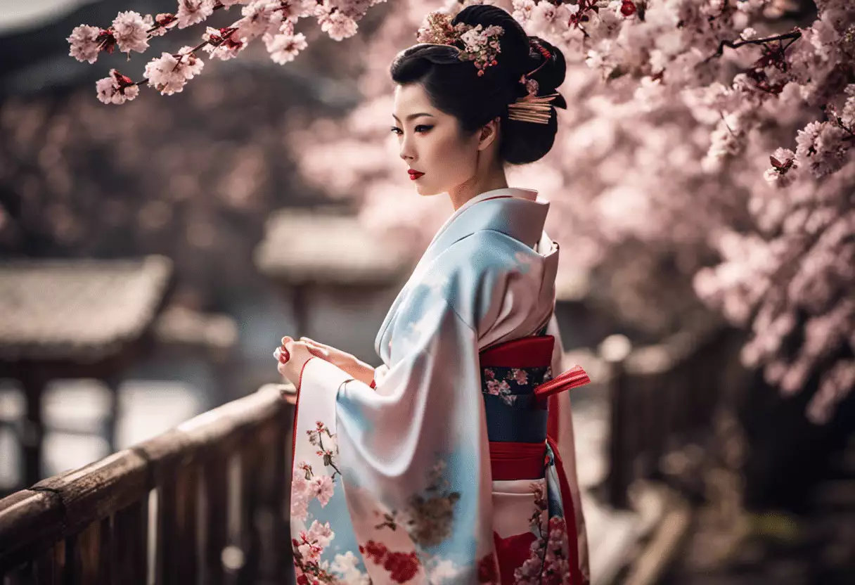 An image showcasing the enchanting art of traditional kimono dressing